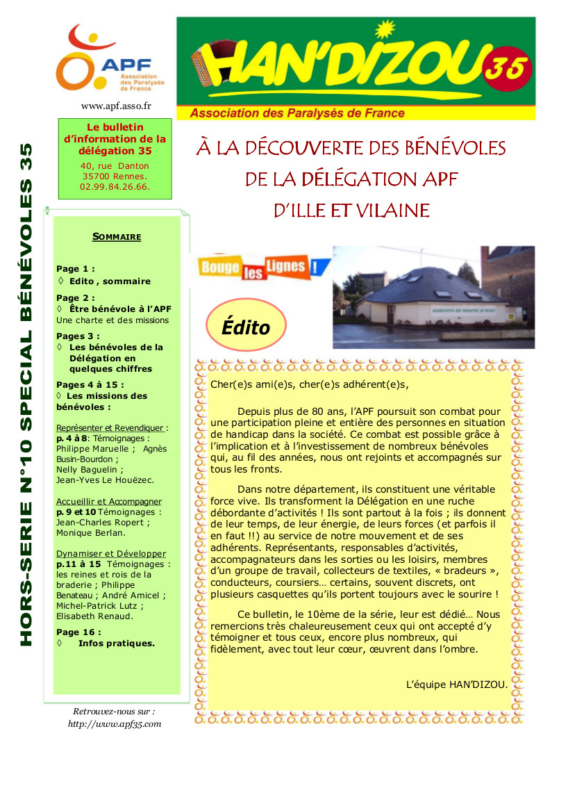 Revue trimestrielle de la Délégation Ile et Vilaine de l'APF